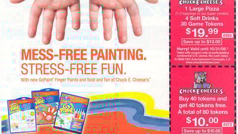 Elmers GoPaint Chuck E. Cheese's FSI