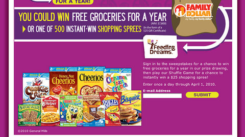 General Mills Family Dollar 'Win Groceries' Online Ad