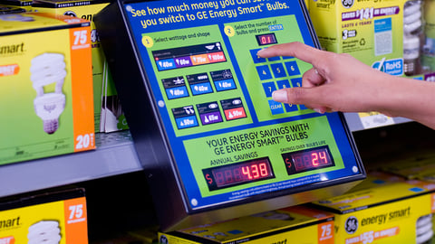 GE CFL Energy Savings Shelf Display