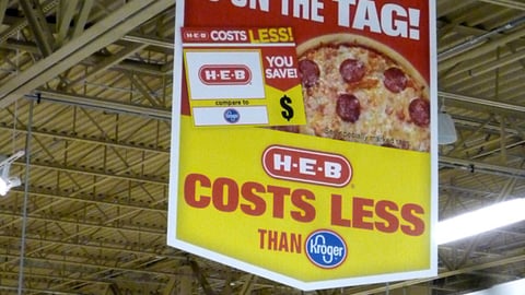 H-E-B 'Less Than Kroger' Ceiling Sign