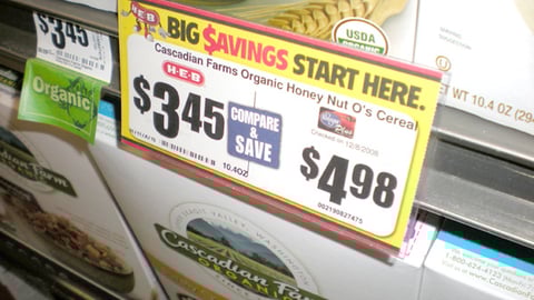 H-E-B 'Compare & Save' Shelf Sign