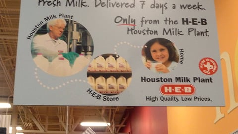 H-E-B Fresh Milk Ceiling Sign