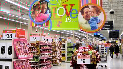 Walmart 'Love Is' Ceiling Sign