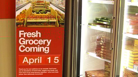 Target 'Fresh Grocery Coming' Stanchion Sign