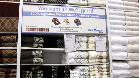 Bed Bath & Beyond Towel Monogramming Sign