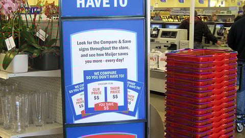 Meijer 'We Compare' Stanchion Sign