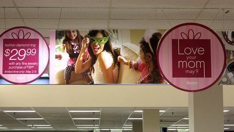 Sears 'Love Your Mom' Ceiling Sign