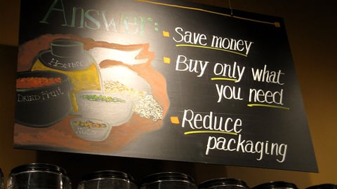 Whole Foods 'Why Buy Bulk' Ceiling Sign
