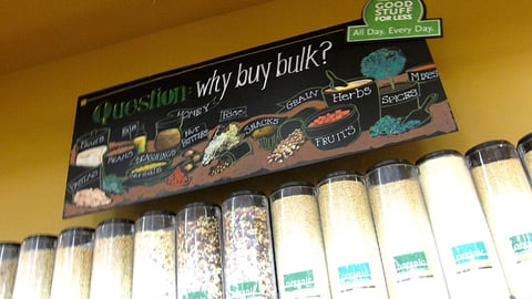 Whole Foods 'Why Buy Bulk' Ceiling Sign