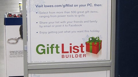 Lowe's 'Gift List Builder' Stanchion Sign