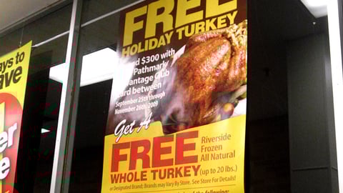 Pathmark 'Free Turkey' Window Poster