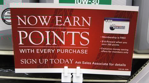 Pep Boys 'Rewards' Shelf Sign