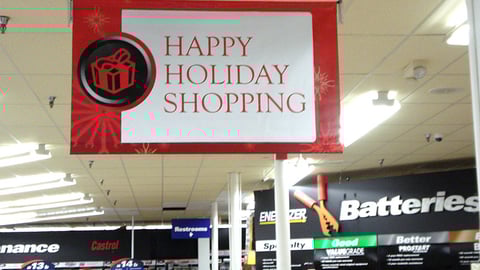 Pep Boys Holiday Ceiling Banner