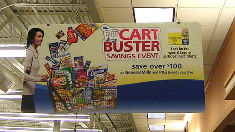 QFC 'Cart Buster Savings' Ceiling Banner