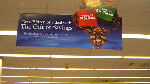 Rite Aid Holiday Ceiling Sign