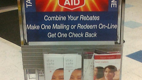 Rite Aid 'Single Check Rebates' Stanchion/Rack