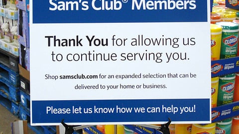 Sam's Club Transferred Members 'Welcome' Sign