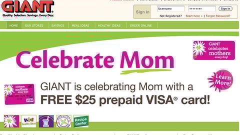 Giant-Carlisle 'Celebrate Mom' Home Page Ad