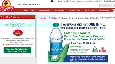 ShopRite Dasani 'Earth Day Challenge' Page