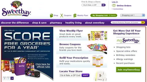 Sweetbay 'Score Free Groceries' Home Page Ad