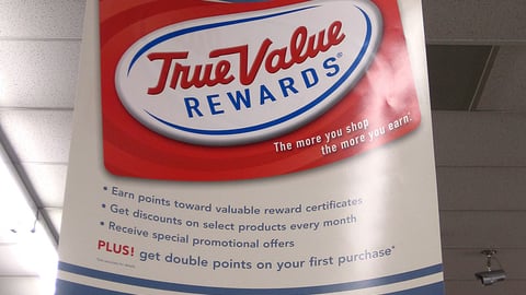 True Value 'Rewards' Ceiling Sign