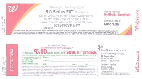Walgreens G Series Fit Incentive/Rebate Form