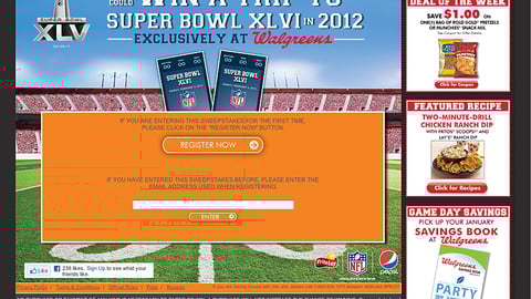 PepsiCo Walgreens Super Bowl Microsite