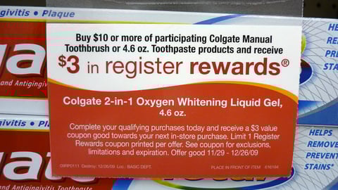 Walgreens Colgate 'Register Rewards' Shelf Tag
