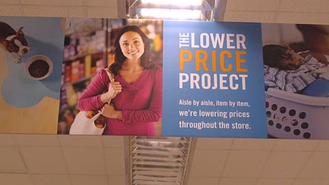 A&P 'Lower Price Project' Ceiling Sign