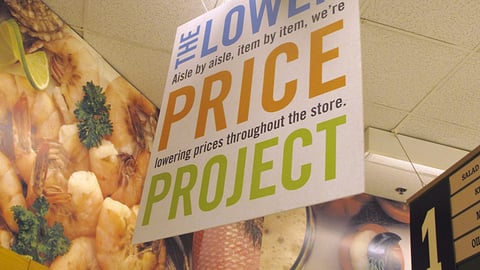 A&P 'Lower Price Project' Ceiling Sign