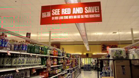A&P 'See Red and Save' Ceiling Sign
