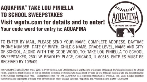 Aquafina Jewel Sweepstakes Tearpad Form