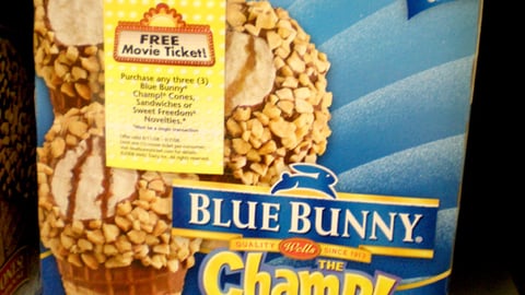 Blue Bunny Movie Ticket Packaging