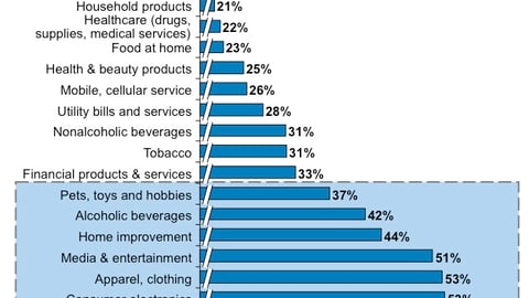 Consumer Spending Reductions by Category, Past 12 Months