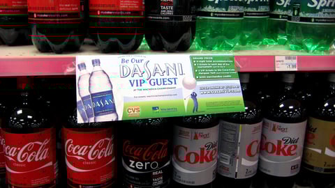 Dasani CVS Golf Sweeps Shelf Sign