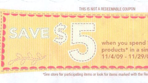 Dominick's 'Home for the Holidays' Register Printout