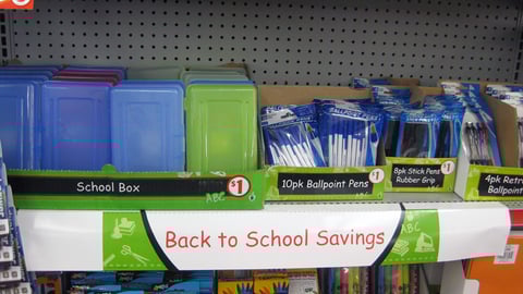 Family Dollar 'Back to School Savings' Shelf Strip