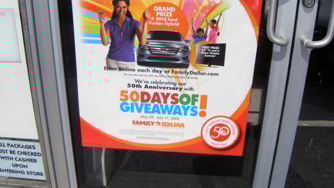 Family Dollar '50th Anniversary' Door Cling