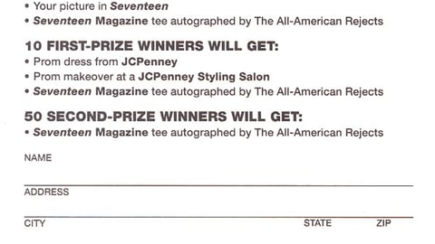 JCPenney 'Seventeen' Rock Your Prom Sweeps Entry Form