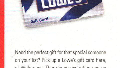 Walgreens Lowe's Gift Card Feature