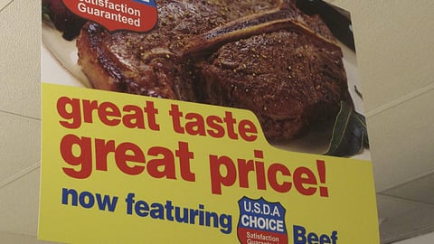 U.S.D.A. Choice Beef Ceiling Sign