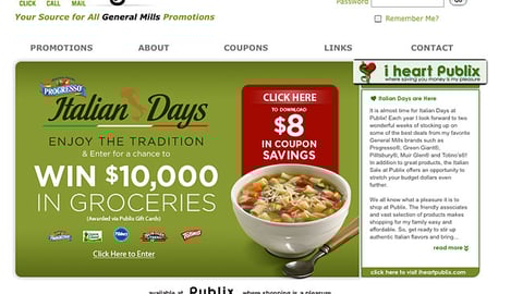 General Mills Publix 'Italian Days' Sweeps Website