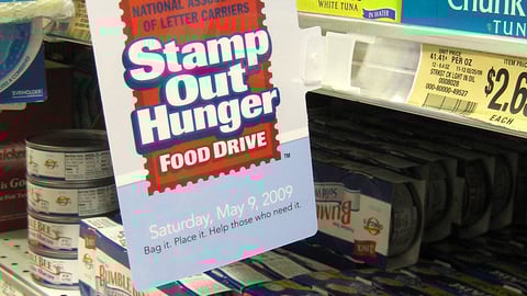 'Stamp Out Hunger' Shelf Sign