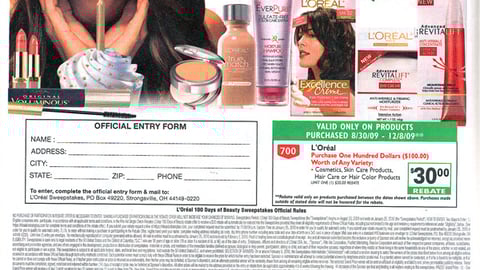 Rite Aid L'Oreal '100 Years' Sweeps Feature