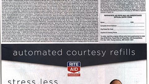 Rite Aid Pepsi NASCAR Sweeps Feature