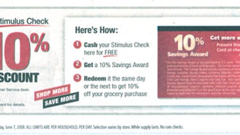 Safeway Stimulus Check Feature