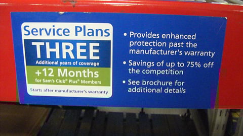 Sam's Service Plans Sign