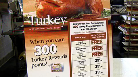 Giant-Carlisle 'Free Turkey' Counter Card
