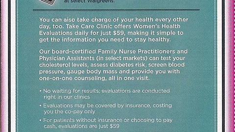 Walgreens Take Care Clinic 'Women's Health' Ad