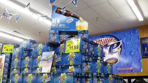 Miller Lite Vortex Bottle Case Stack